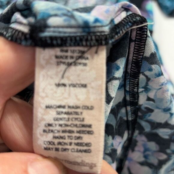 Soft‎ Surroundings Night Bloom Flutter Sleeve Floral MIDI Dress L Navy Multi - Picture 11 of 13